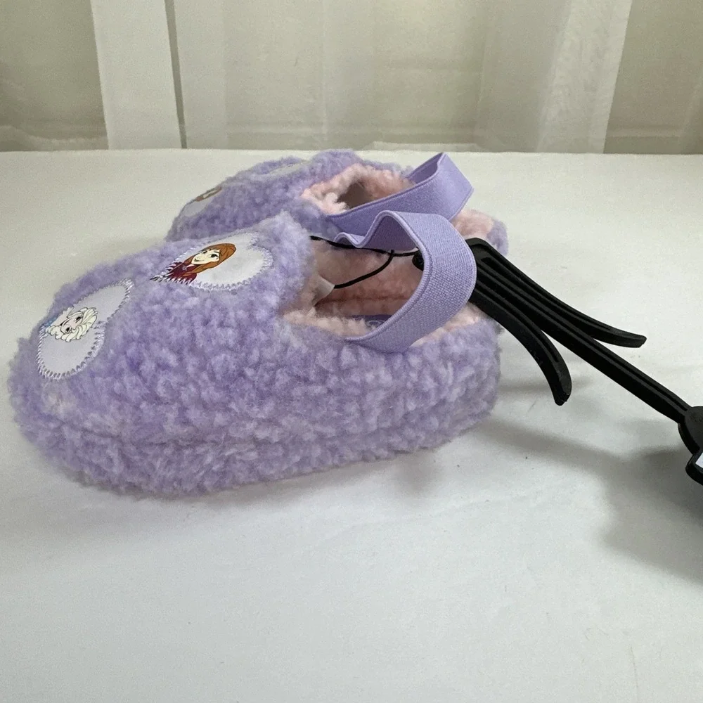Disney Frozen Purple Slip On Slippers Back-Strap Toddler Girls 5-6 New